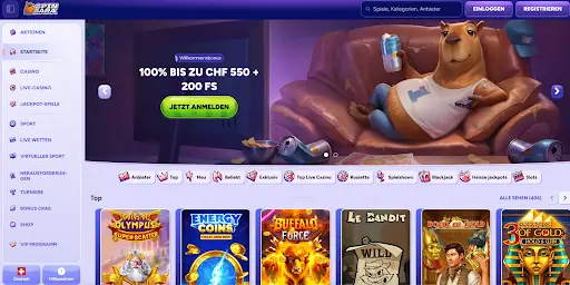 SpinBara Startseite Willkommensbonus SpinBara Casino Startseite mit Willkommensbonus CHF 550 und 200 Freispiele