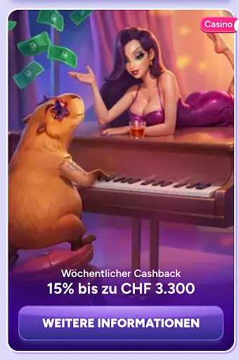 Wöchentlicher Cashback SpinBara wöchentlicher Cashback 15 Prozent bis CHF 3300